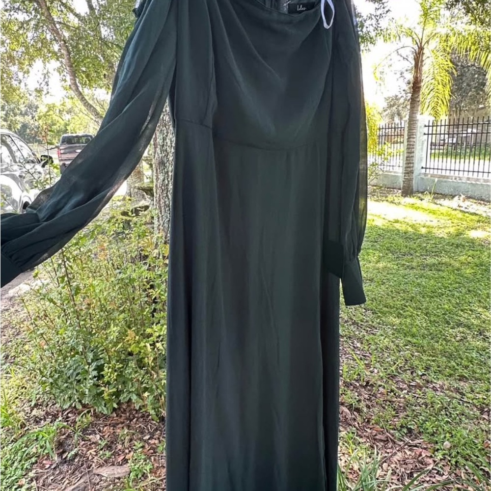 Lulu's Dark Green Long Sleeve Dress